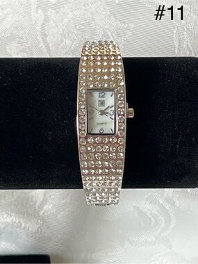 💎 iTIME Vintage Silver Rhinestone Clamper Bangle Watch 💎
